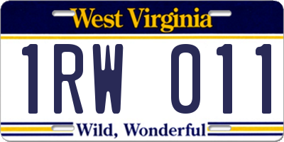 WV license plate 1RW011