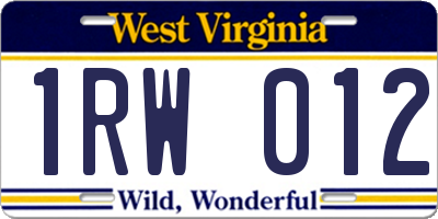 WV license plate 1RW012