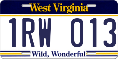 WV license plate 1RW013