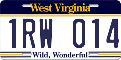 WV license plate 1RW014