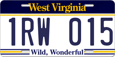 WV license plate 1RW015