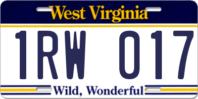 WV license plate 1RW017