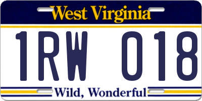 WV license plate 1RW018