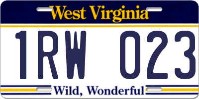 WV license plate 1RW023