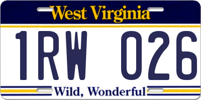 WV license plate 1RW026