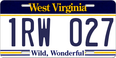 WV license plate 1RW027