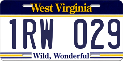 WV license plate 1RW029