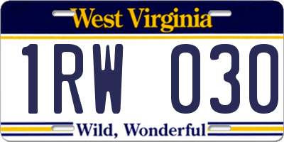 WV license plate 1RW030