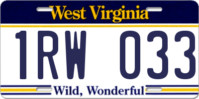 WV license plate 1RW033