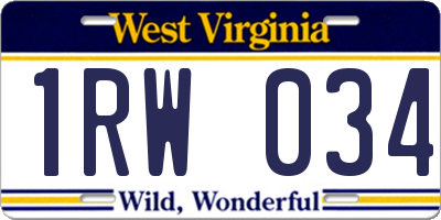 WV license plate 1RW034