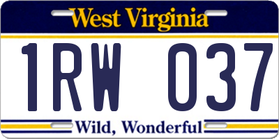 WV license plate 1RW037