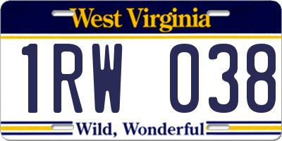 WV license plate 1RW038