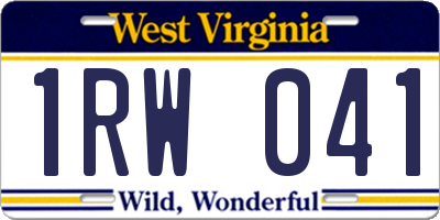 WV license plate 1RW041