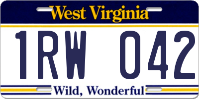 WV license plate 1RW042