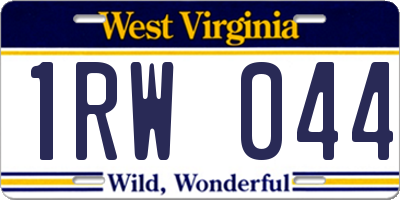 WV license plate 1RW044