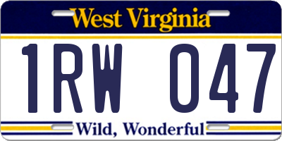 WV license plate 1RW047