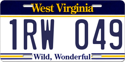 WV license plate 1RW049