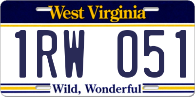 WV license plate 1RW051