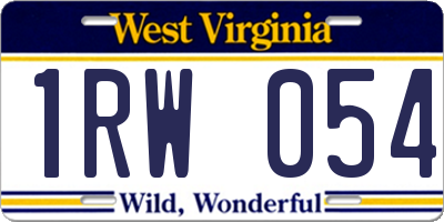 WV license plate 1RW054