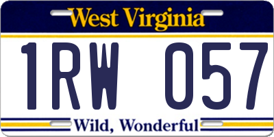 WV license plate 1RW057