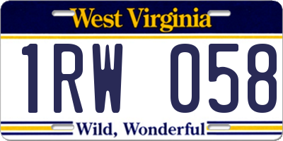 WV license plate 1RW058