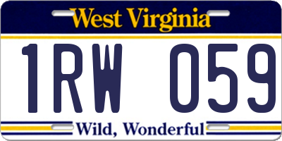 WV license plate 1RW059