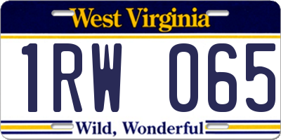 WV license plate 1RW065