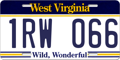 WV license plate 1RW066