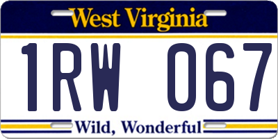 WV license plate 1RW067
