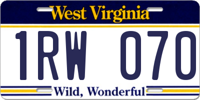 WV license plate 1RW070