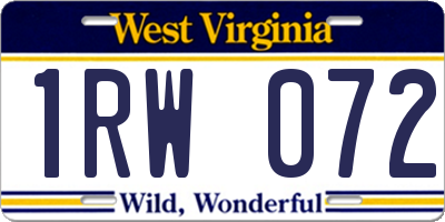 WV license plate 1RW072