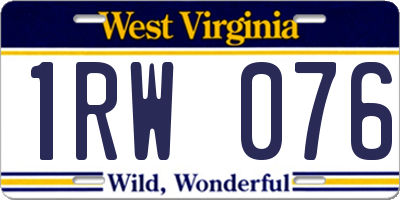 WV license plate 1RW076