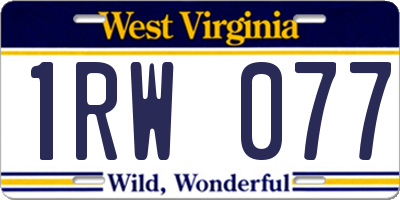 WV license plate 1RW077