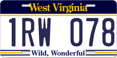 WV license plate 1RW078