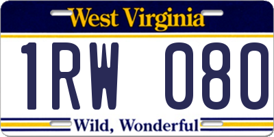 WV license plate 1RW080