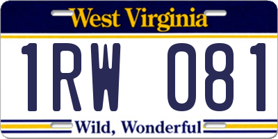 WV license plate 1RW081