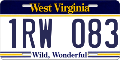 WV license plate 1RW083