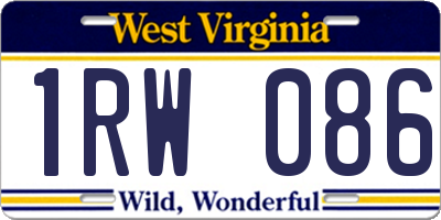 WV license plate 1RW086