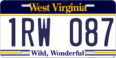 WV license plate 1RW087