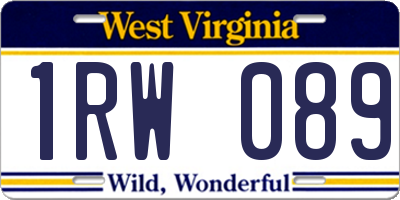 WV license plate 1RW089