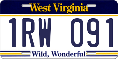 WV license plate 1RW091