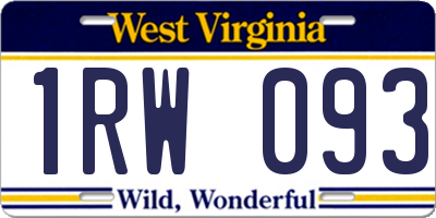 WV license plate 1RW093