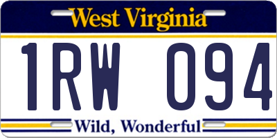 WV license plate 1RW094