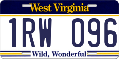 WV license plate 1RW096