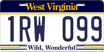 WV license plate 1RW099
