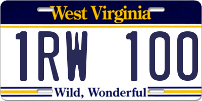 WV license plate 1RW100