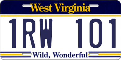 WV license plate 1RW101