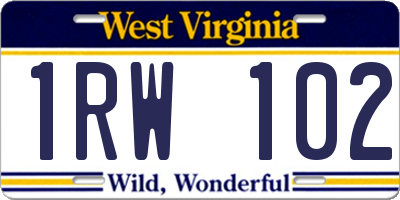 WV license plate 1RW102