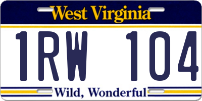 WV license plate 1RW104