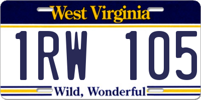 WV license plate 1RW105